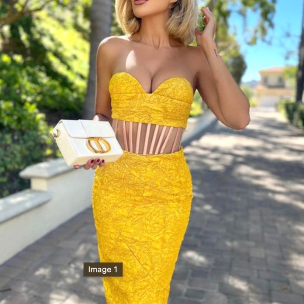 Yellow Sexy Midi Length Sheath Dress